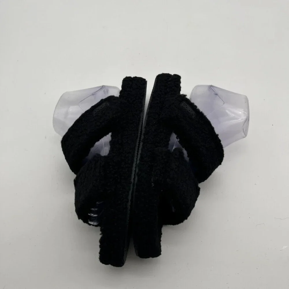 The Oodie Black Sherpa Double Strap Slip-On Slides Women's Size 7-8 NEW - Picture 5 of 8